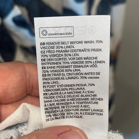 Desmond & Dempsey H&M Tropical White Blue Banana Leaf Dress Women’s Size M NWOT - Picture 12 of 12